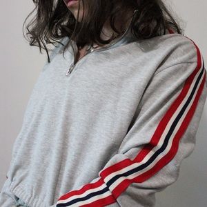 Grey Quarter zip sweatshirt with stripes on sides